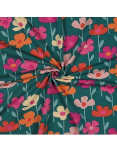Sweatstof bloemen van het veld - Groene achtergrond