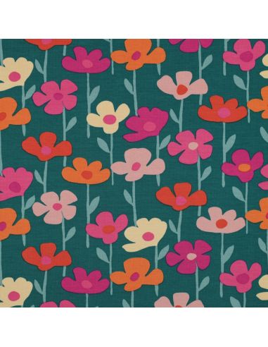 Sweatstof bloemen van het veld - Groene achtergrond