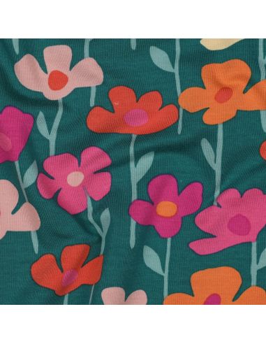 Sweatstof bloemen van het veld - Groene achtergrond
