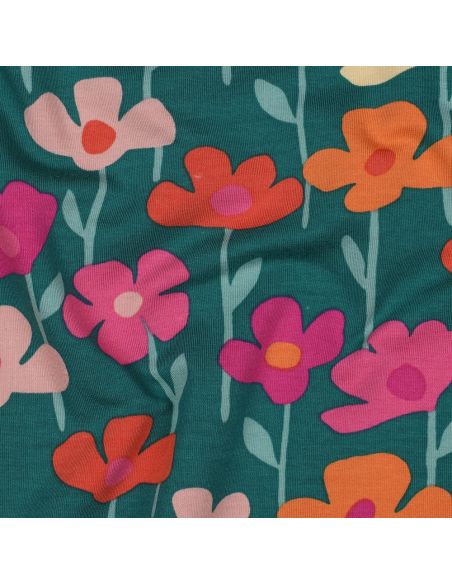 Sweatstof bloemen van het veld - Groene achtergrond