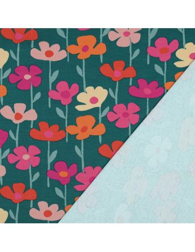 Sweatstof bloemen van het veld - Groene achtergrond