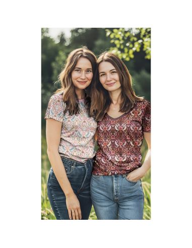 Clara bedrukte jersey stof - Witte achtergrond