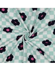 Lichte sweatstof bloemen - Groen