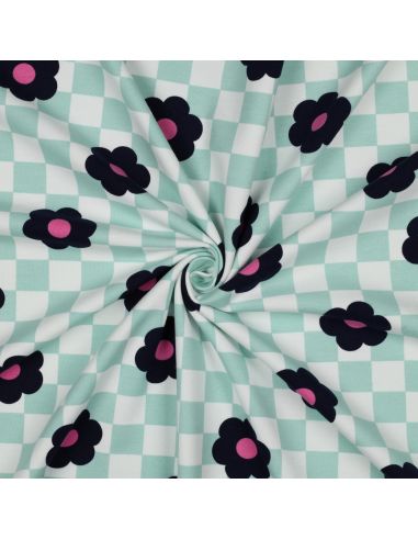Lichte sweatstof bloemen - Groen