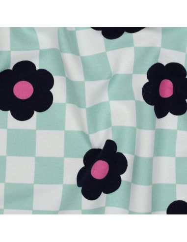 Lichte sweatstof bloemen - Groen