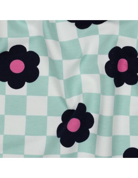 Lichte sweatstof bloemen - Groen