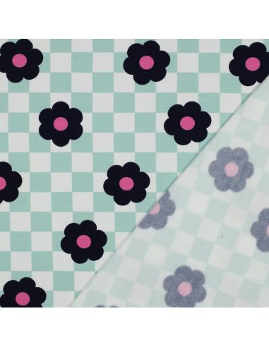 Lichte sweatstof bloemen - Groen
