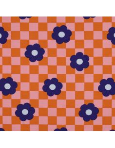 Lichte sweatstof bloemen - Oranje 2