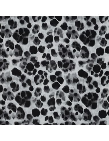 Viscose stof met satijn effect - Zwart dierlijk patroon