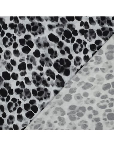 Viscose stof met satijn effect - Zwart dierlijk patroon