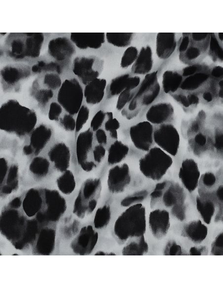 Viscose stof met satijn effect - Zwart dierlijk patroon