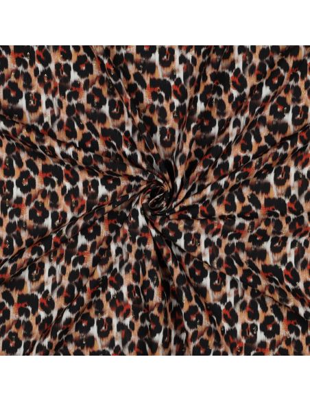 Viscose lurex stof - Bruin dierlijk patroon