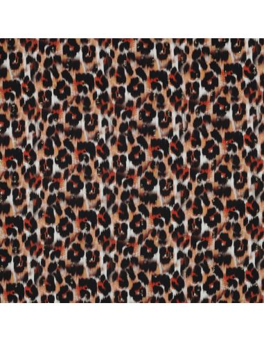 Viscose lurex stof - Bruin dierlijk patroon