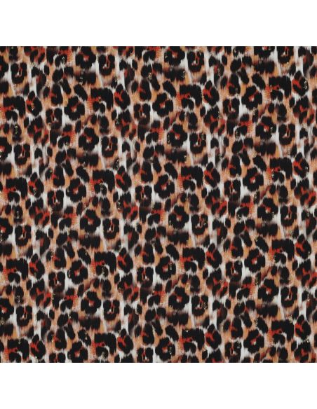 Viscose lurex stof - Bruin dierlijk patroon