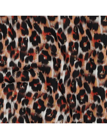 Viscose lurex stof - Bruin dierlijk patroon