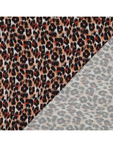Viscose lurex stof - Bruin dierlijk patroon
