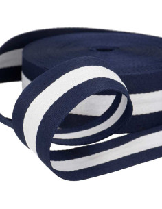 Galonstrepen 40 mm - Marineblauw en wit