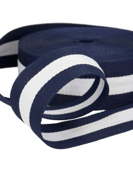 Galonstrepen 40 mm - Marineblauw en wit