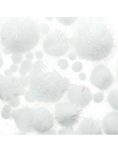 Set van 60 glanzende pompons - Iriserend