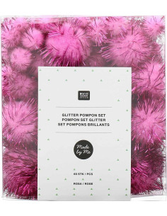 Set van 60 glanzende pompons - Roze 2