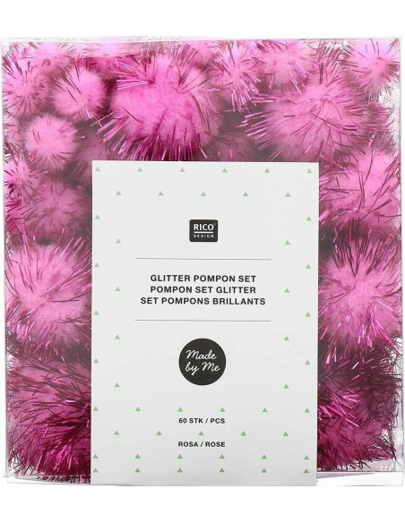 Set van 60 glanzende pompons - Roze