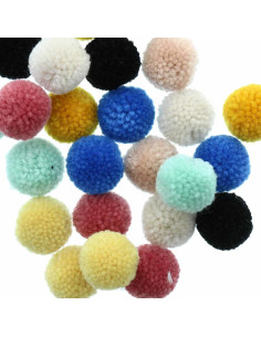 Set van 24 wollen pompons - Natuur
