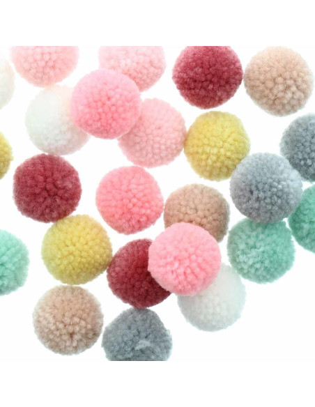 Set van 24 wollen pompons - Pastel