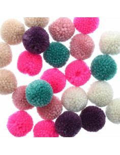 Set van 24 wollen pompons - Jolly Christmas pastel