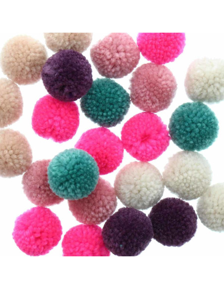 Set van 24 wollen pompons - Jolly Christmas pastel