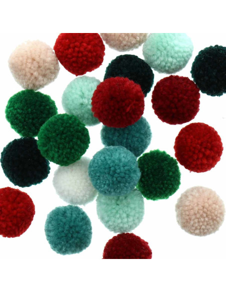Set van 24 wollen pompons - Klassieke vrolijke kerst