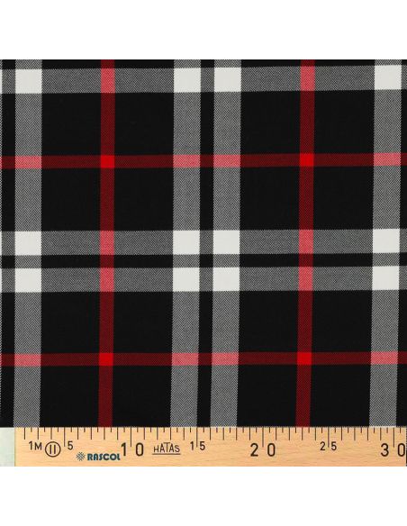 Schotse tartan stoffen - Zwart, wit en rood