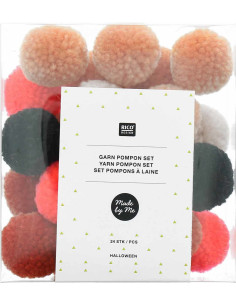 Set van 24 wollen pompons - Halloween 2