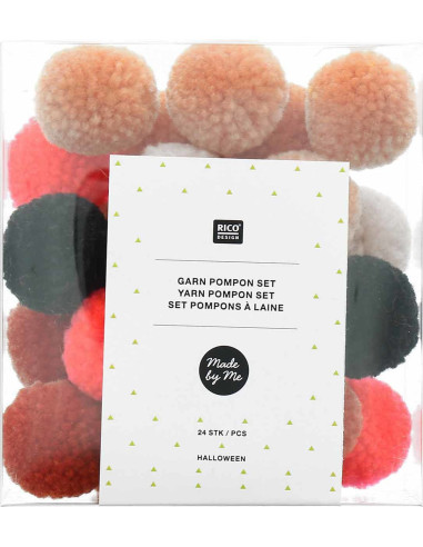 Set van 24 wollen pompons - Halloween