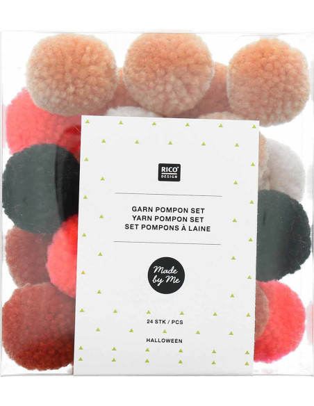 Set van 24 wollen pompons - Halloween