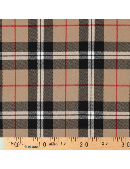 Schotse tartan stoffen - Camel en zwart