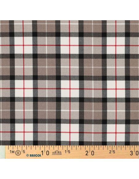 Schotse tartan stoffen - Taupe en zwart