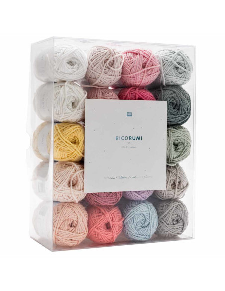 Set van 20 Ricorumi katoengaren bollen - Pastel
