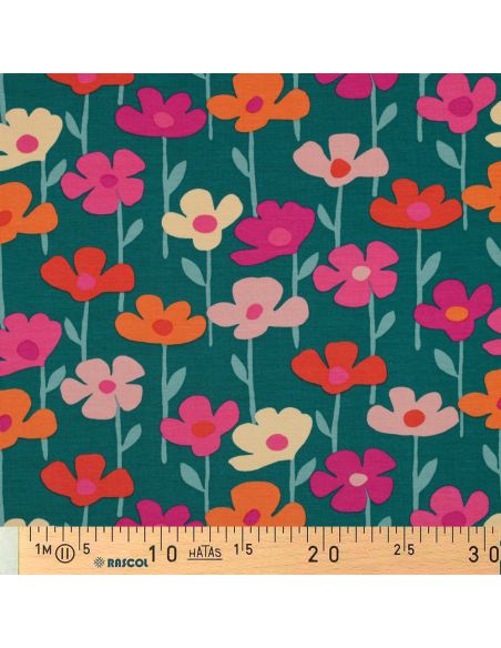 Sweatstof bloemen van het veld - Groene achtergrond