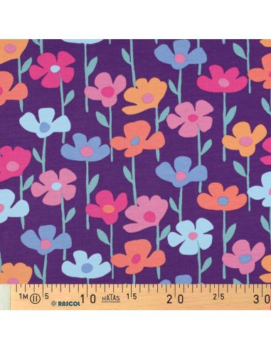 Sweatstof bloemen van het veld - Paarse achtergrond
