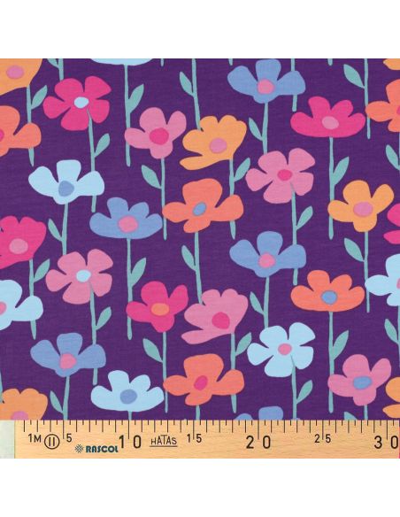 Sweatstof bloemen van het veld - Paarse achtergrond