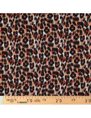 Viscose lurex stof - Bruin dierlijk patroon