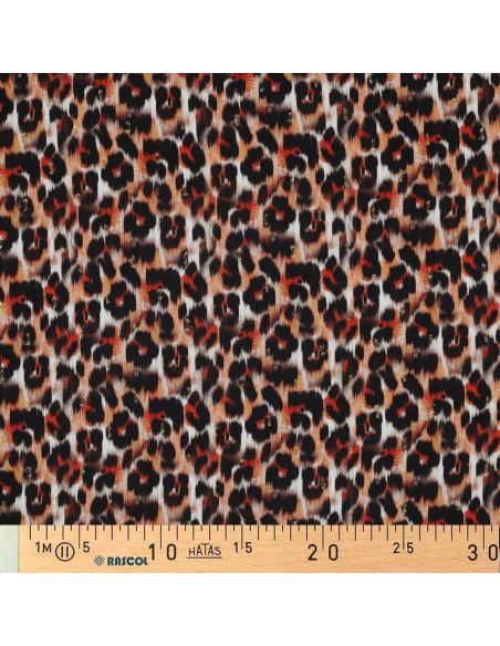 Viscose lurex stof - Bruin dierlijk patroon