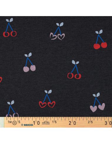 Glitter kersen gemengde sweatstof - Marineblauw