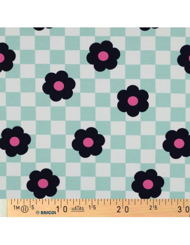 Lichte sweatstof bloemen - Groen