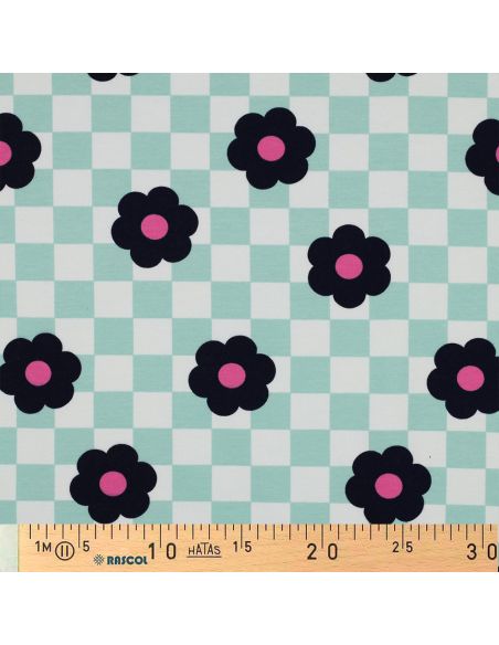 Lichte sweatstof bloemen - Groen