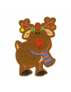 Strijkembleem Kerstmis - Kerstman rendier