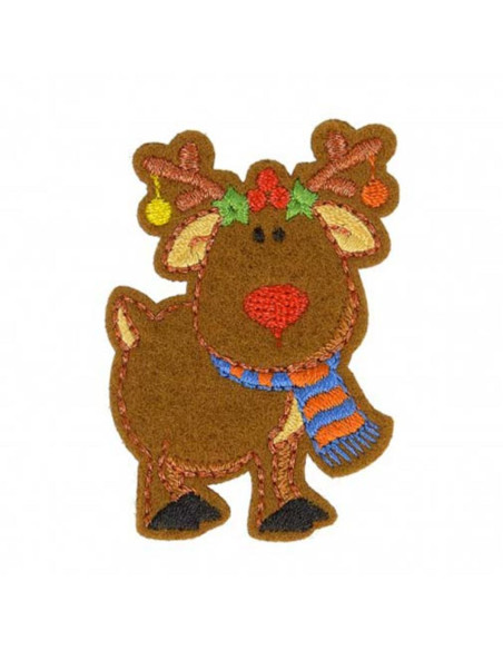 Strijkembleem Kerstmis - Kerstman rendier