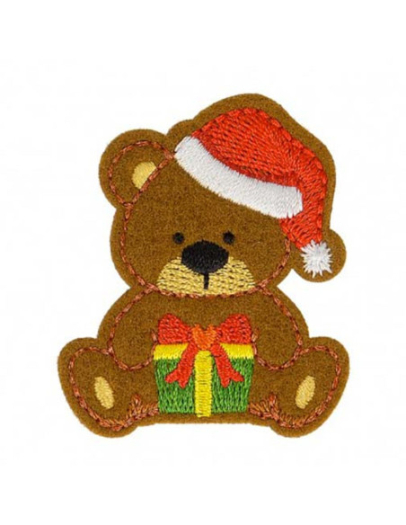Strijkembleem Kerstmis - Teddybeer