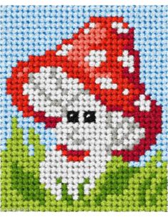 Canvas kit voor kinderen - De glimlachende paddenstoel