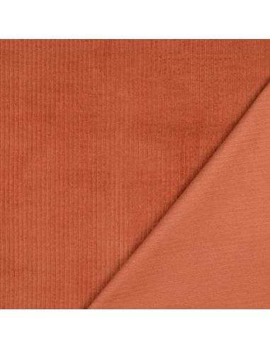 Katoenen ribfluweel stof - Terracotta